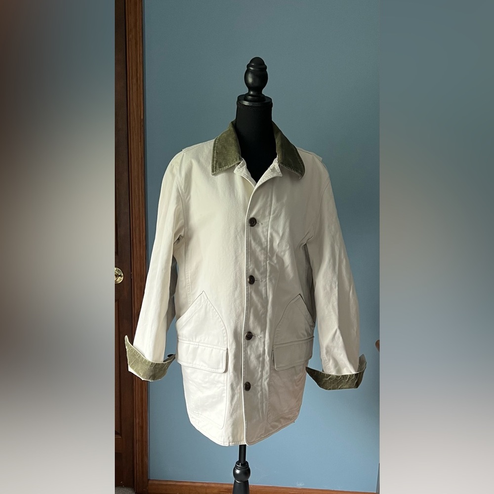 Gap quilted cotton jacket/light coat szM. Light beige/olive corduroy accents.